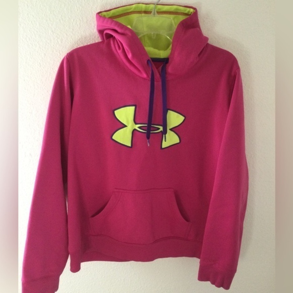 Under Armour UA Storm Pink Hooded Slip Over Sweatshirt Athletic Woman’s Size XL